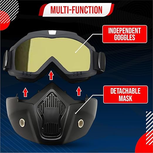 Btag Goggle Mask Anti Scratch UV Protective Open Face & Eyewear Windproof Unisex