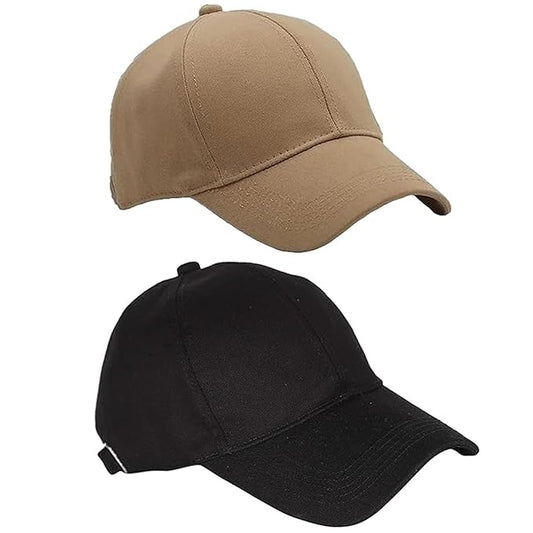 Btag Classic Plain Adjustable Baseball Cap for Men and Women, Unisex Cap for All Seasons (Pack of 2)