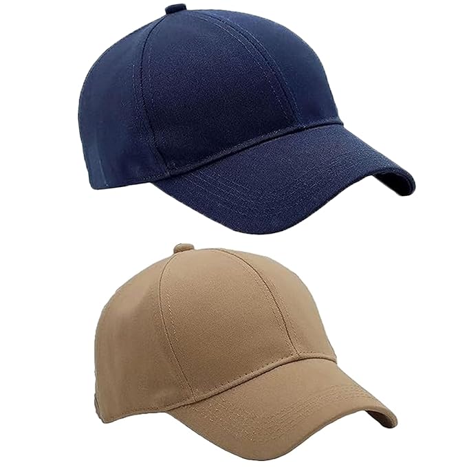 BTfash Classic Plain Adjustable Baseball Cap for Men and Women, Unisex Cap for All Seasons (Pack of 2)