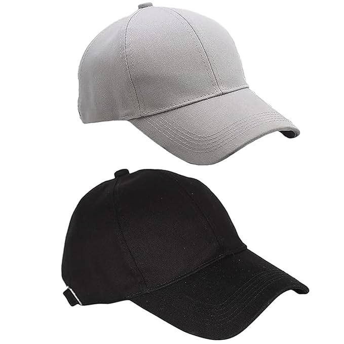 BTfash Classic Plain Adjustable Baseball Cap for Men and Women, Unisex Cap for All Seasons (Pack of 2)