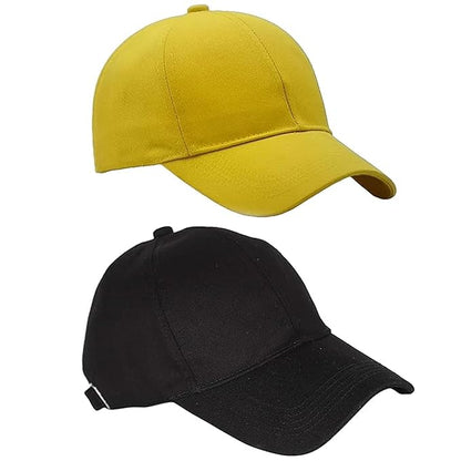 BTfash Classic Plain Adjustable Baseball Cap for Men and Women, Unisex Cap for All Seasons (Pack of 2)