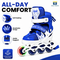 Btag Kids Inline Skates with 4 Wheels | Adjustable Roller Skate Shoes for Boys & Girls | Comfortable & Durable Skating Shoes | 1 Pair
