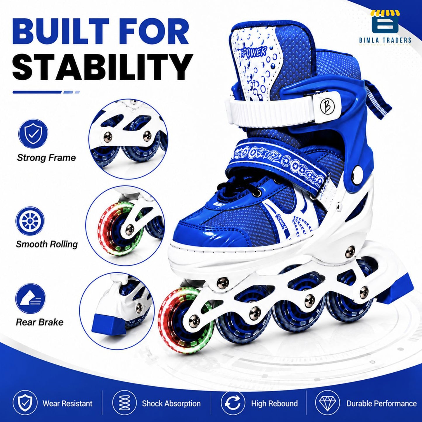 Btag Kids Inline Skates with 4 Wheels | Adjustable Roller Skate Shoes for Boys & Girls | Comfortable & Durable Skating Shoes | 1 Pair