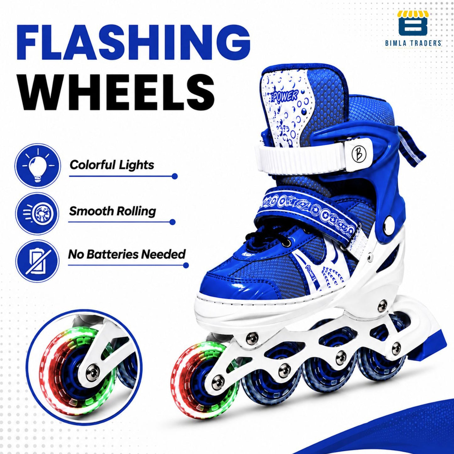 Btag Kids Inline Skates with 4 Wheels | Adjustable Roller Skate Shoes for Boys & Girls | Comfortable & Durable Skating Shoes | 1 Pair