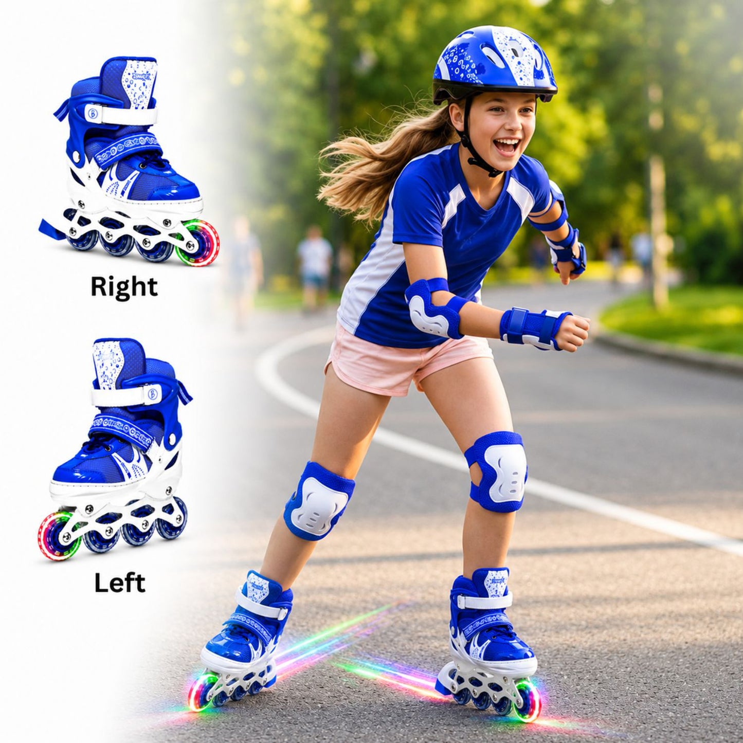 Btag Kids Inline Skates with 4 Wheels | Adjustable Roller Skate Shoes for Boys & Girls | Comfortable & Durable Skating Shoes | 1 Pair