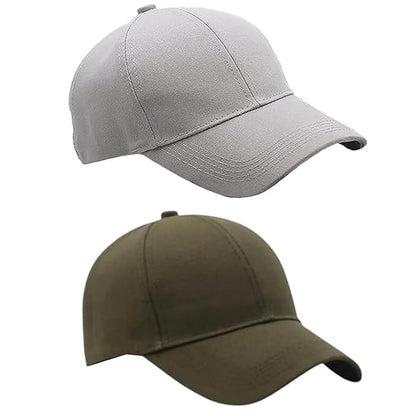 BTfash Classic Plain Adjustable Baseball Cap for Men and Women, Unisex Cap for All Seasons (Pack of 2)