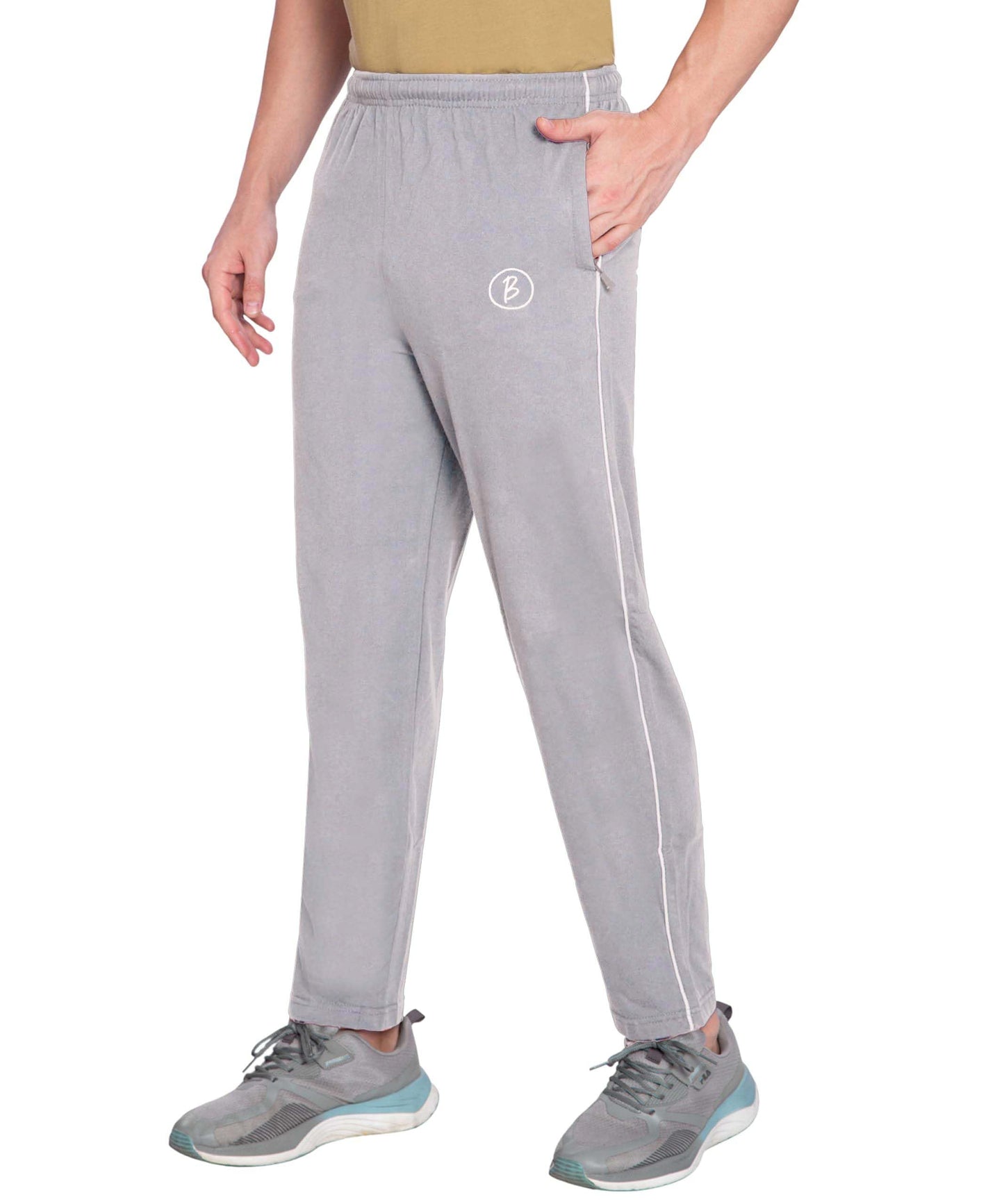 Btag Mens Regular Fit Comfortable Cotton Track Pants with Both Side Zipper Pocket