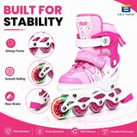 Btag Kids Inline Skates with 4 Wheels | Adjustable Roller Skate Shoes for Boys & Girls | Comfortable & Durable Skating Shoes | 1 Pair