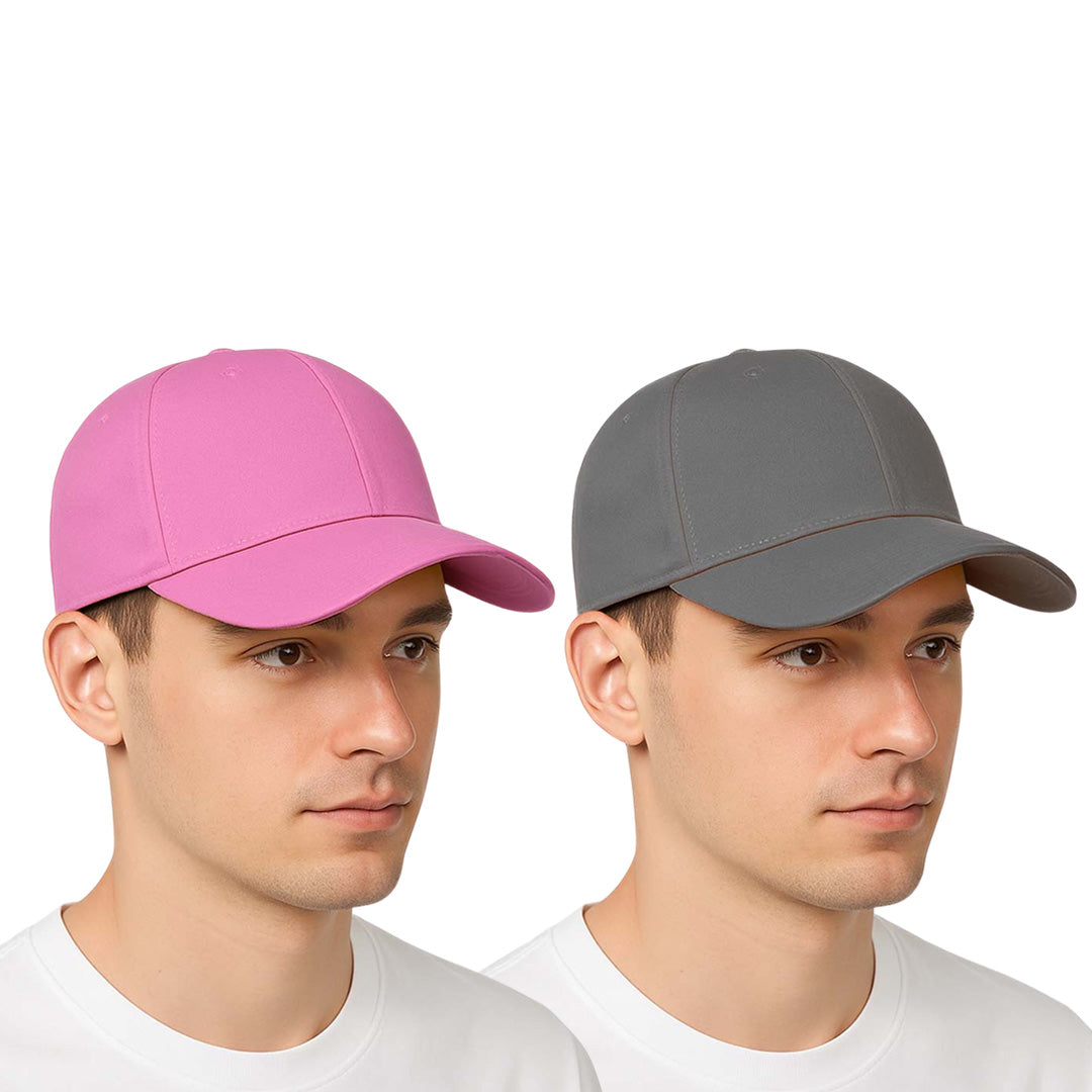 Btag Classic Plain Adjustable Baseball Cap for Men and Women, Unisex Cap for All Seasons (Pack of 2)