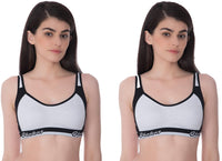 Chahat Women's Cotton Non-Padded Non-Wired Sports Bra (Pack of 2)